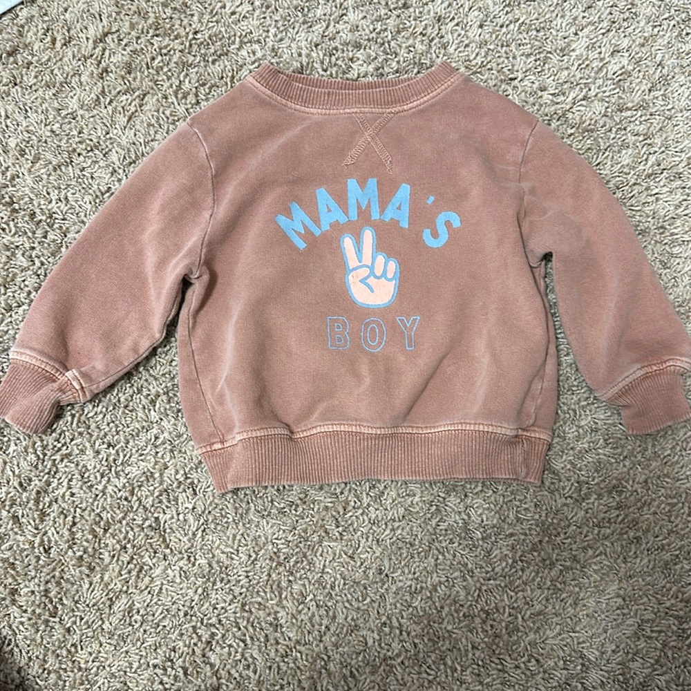 Roe & Cru size 12 months. Mama’s Boy pullover.